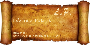 Láncz Patrik névjegykártya